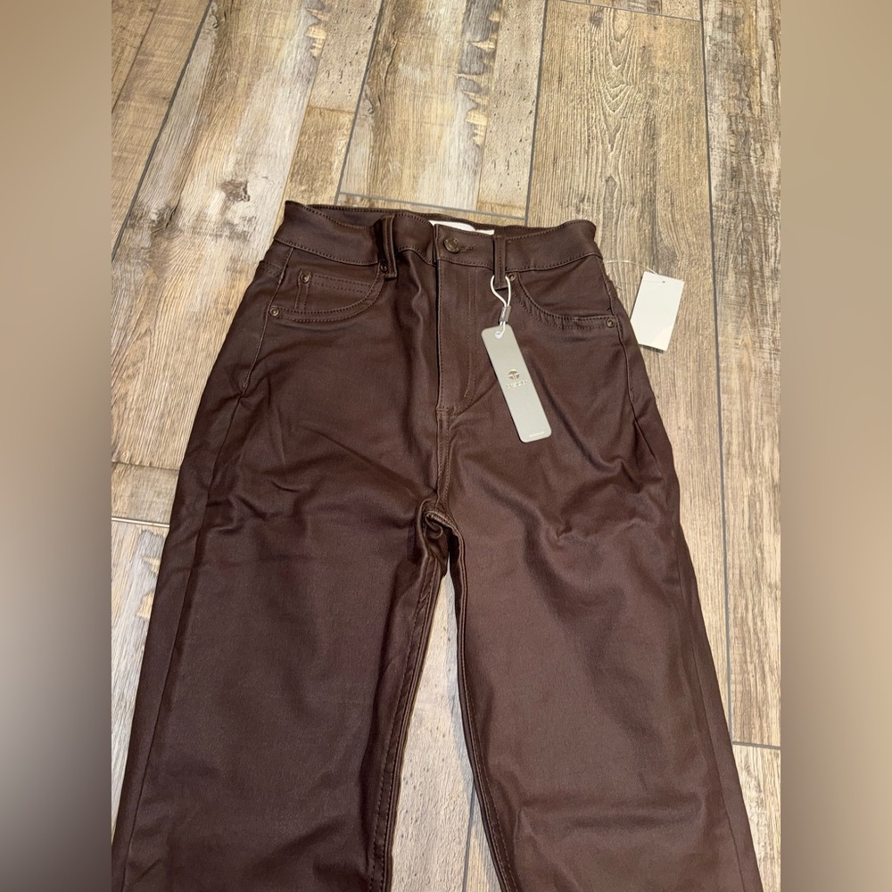 Tractr Brown Coated Jeans NWT Size 25 - Picture 2 of 9